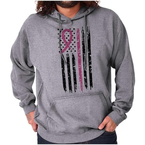 Brisco Brands Breast Cancer Pink Line American Flag Hoodie Sweatshirt Women Men(Sport Grey)