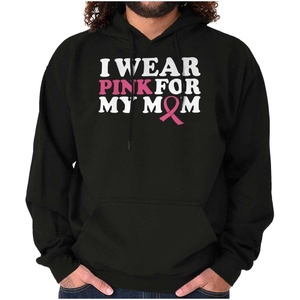 Brisco Brands I Wear Pink For My Mom Support Hoodie Sweatshirt Women(Black)
