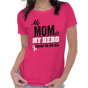 Brisco Brands My Mom My Hero Together We Will Win Womens Slim Fit Graphic Tee Heliconia