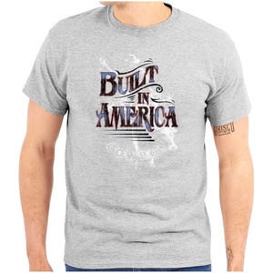 Built in America Country Southwestern Mens Graphic T Shirt Tees(Sport Grey)