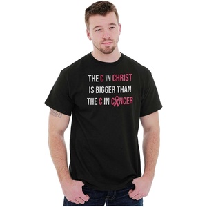 Christian Pink Ribbon Breast Cancer Womens Graphic T Shirt Tees(Black)