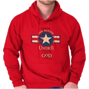 Christian Strong One Nation Under God Religious Hoodie Sweatshirt Women Men(Red)