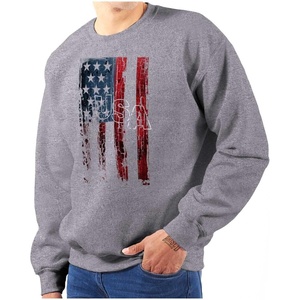 Classic Teaze American Flag Vertical Star Antique Sweatshirt for Men or Women(Sport Grey)