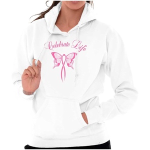 Classic Teaze Celebrate Life Breast Cancer Support Hoodie Sweatshirt Women(White)