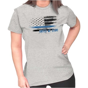 United We Stand Blue Live Matter Flag Womens Slim Fit Graphic Tee