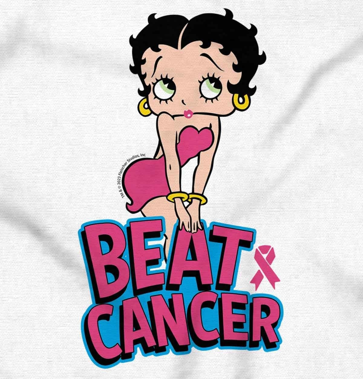 image:imageBetty Boop Beat Breast Cancer Ribbon Hoodie Sweatshirt WomenWhite