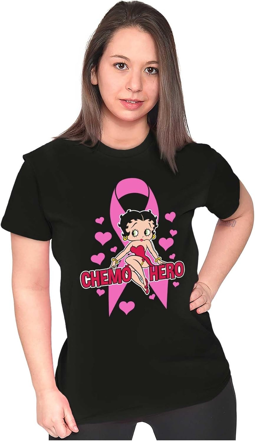 image:imageBetty Boop Breast Cancer Chemo Hero Womens Slim Fit Graphic TeeBlack