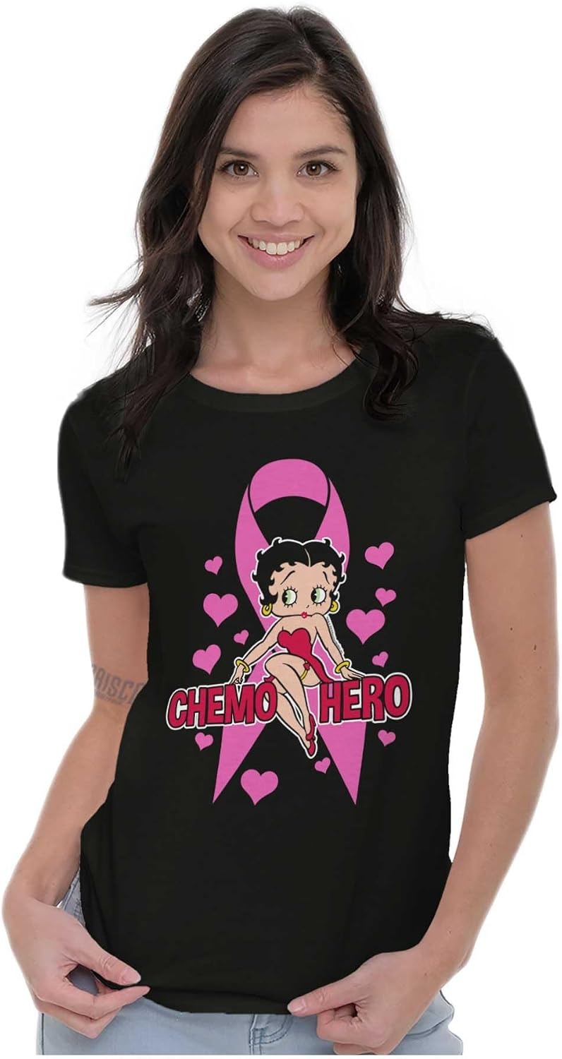 image:imageBetty Boop Breast Cancer Chemo Hero Womens Slim Fit Graphic TeeBlack