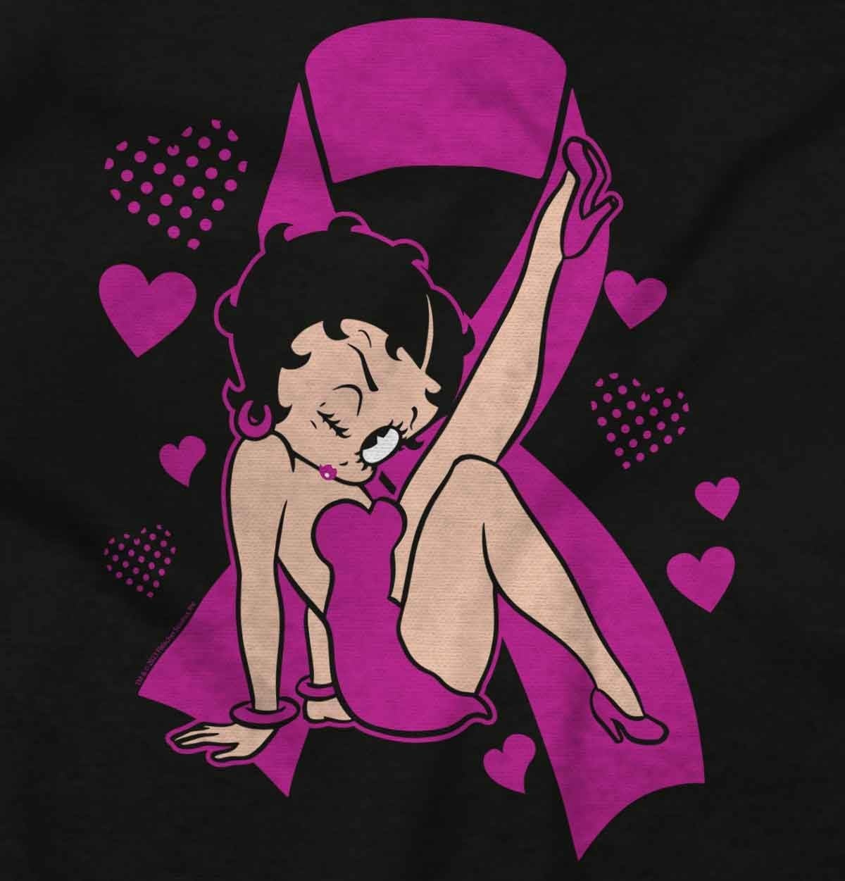 image:imageBetty Boop Breast Cancer Pink Ribbon Womens Graphic T Shirt TeesBlack