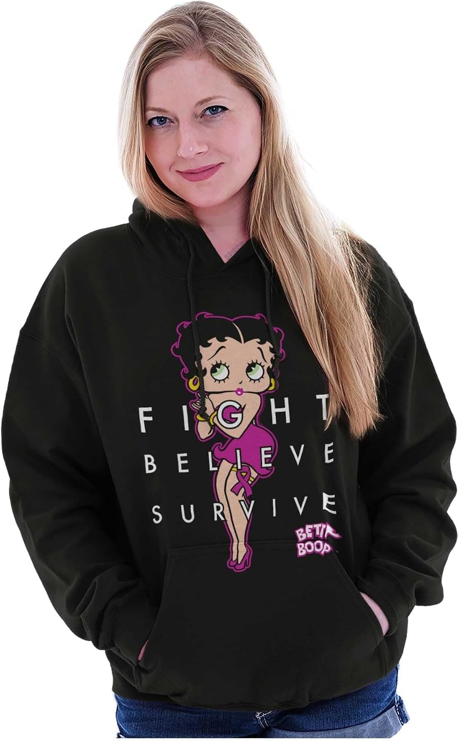 image:imageBetty Fight Breast Cancer Positivity Hoodie Sweatshirt WomenBlack