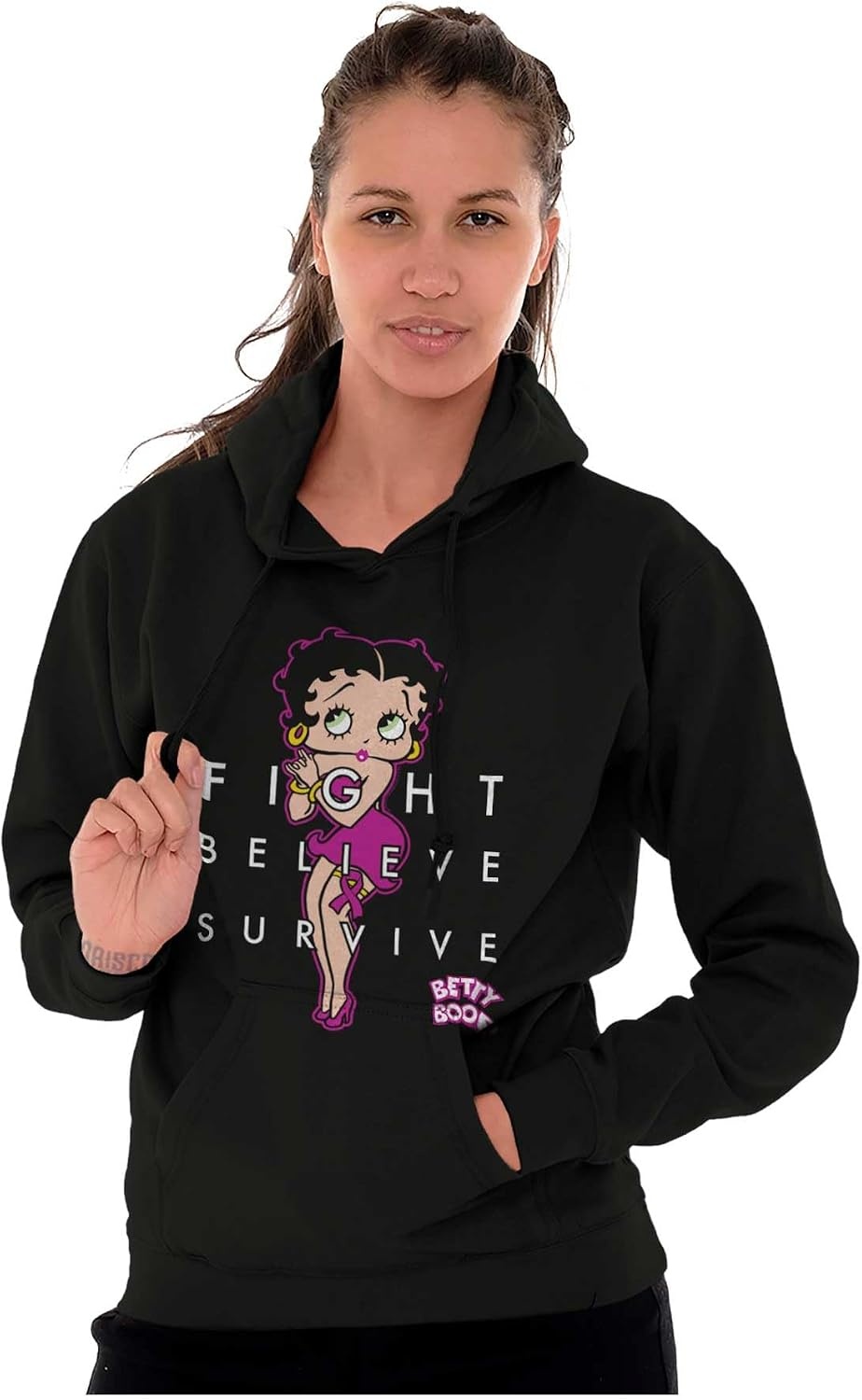 image:imageBetty Fight Breast Cancer Positivity Hoodie Sweatshirt WomenBlack