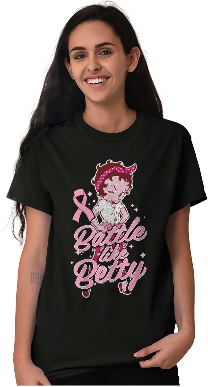 image:imageBreast Cancer Battle Like Betty Boop Womens Graphic T Shirt TeesBlack