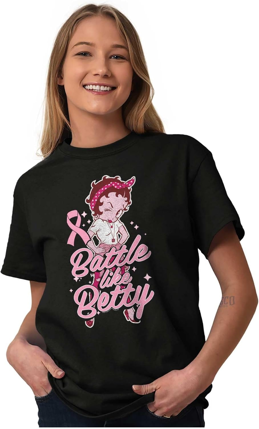 image:imageBreast Cancer Battle Like Betty Boop Womens Graphic T Shirt TeesBlack