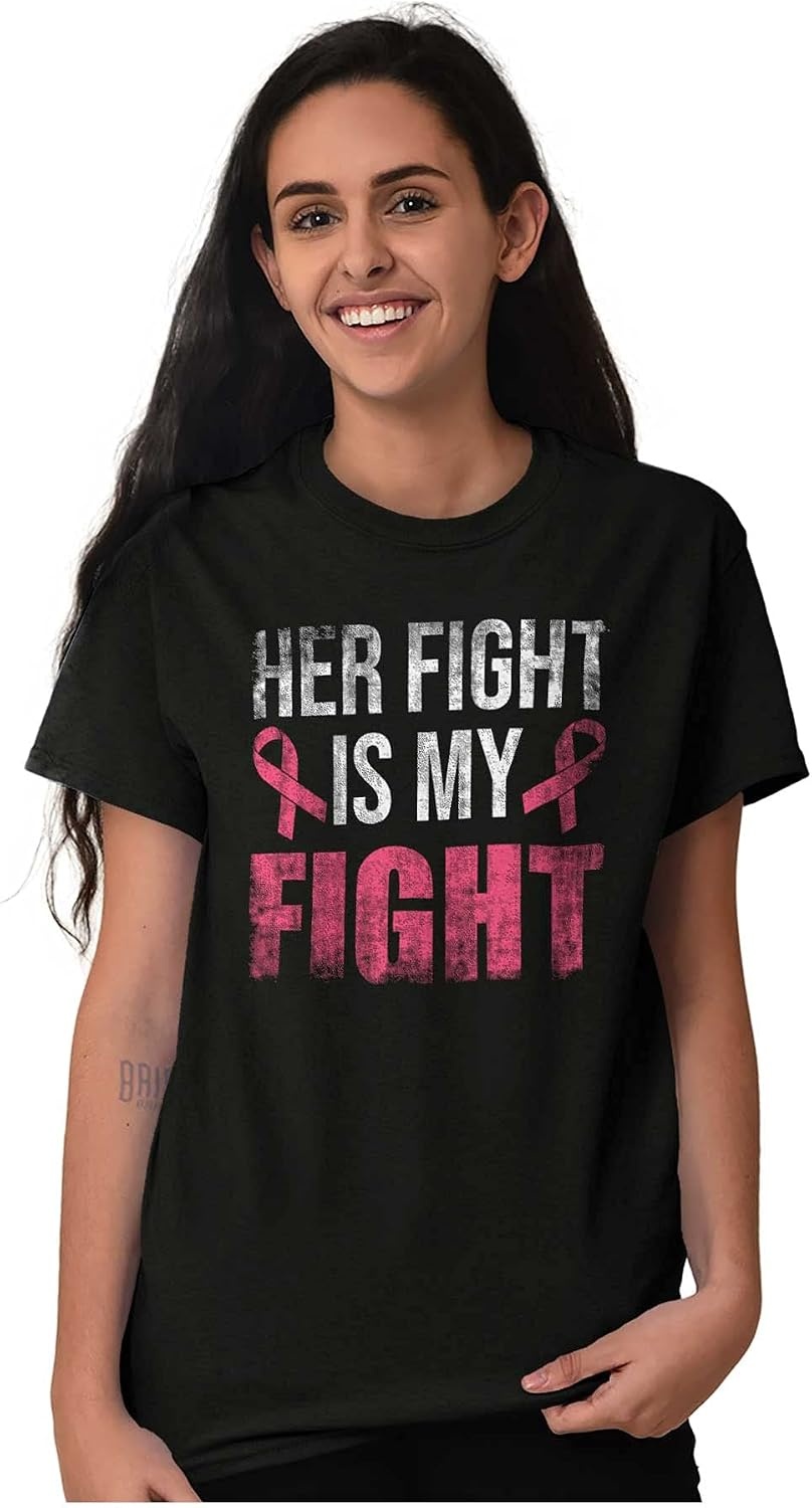 image:imageBreast Cancer Her Fight Pink Ribbon Graphic T Shirt Men or WomenBlack