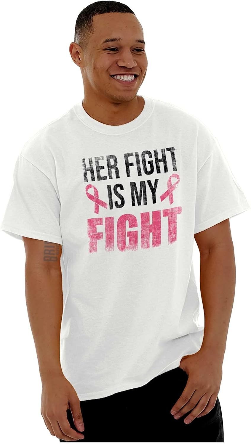 image:imageBreast Cancer Her Fight Pink Ribbon Graphic T Shirt Men or WomenWhite