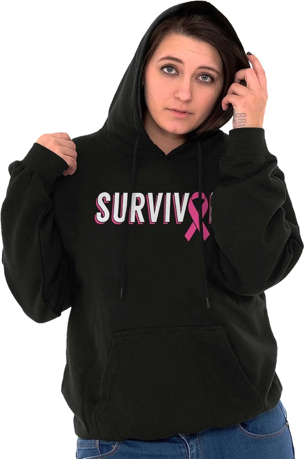 image:imageBreast Cancer Survivor Pink Ribbon Hoodie Sweatshirt WomenBlack
