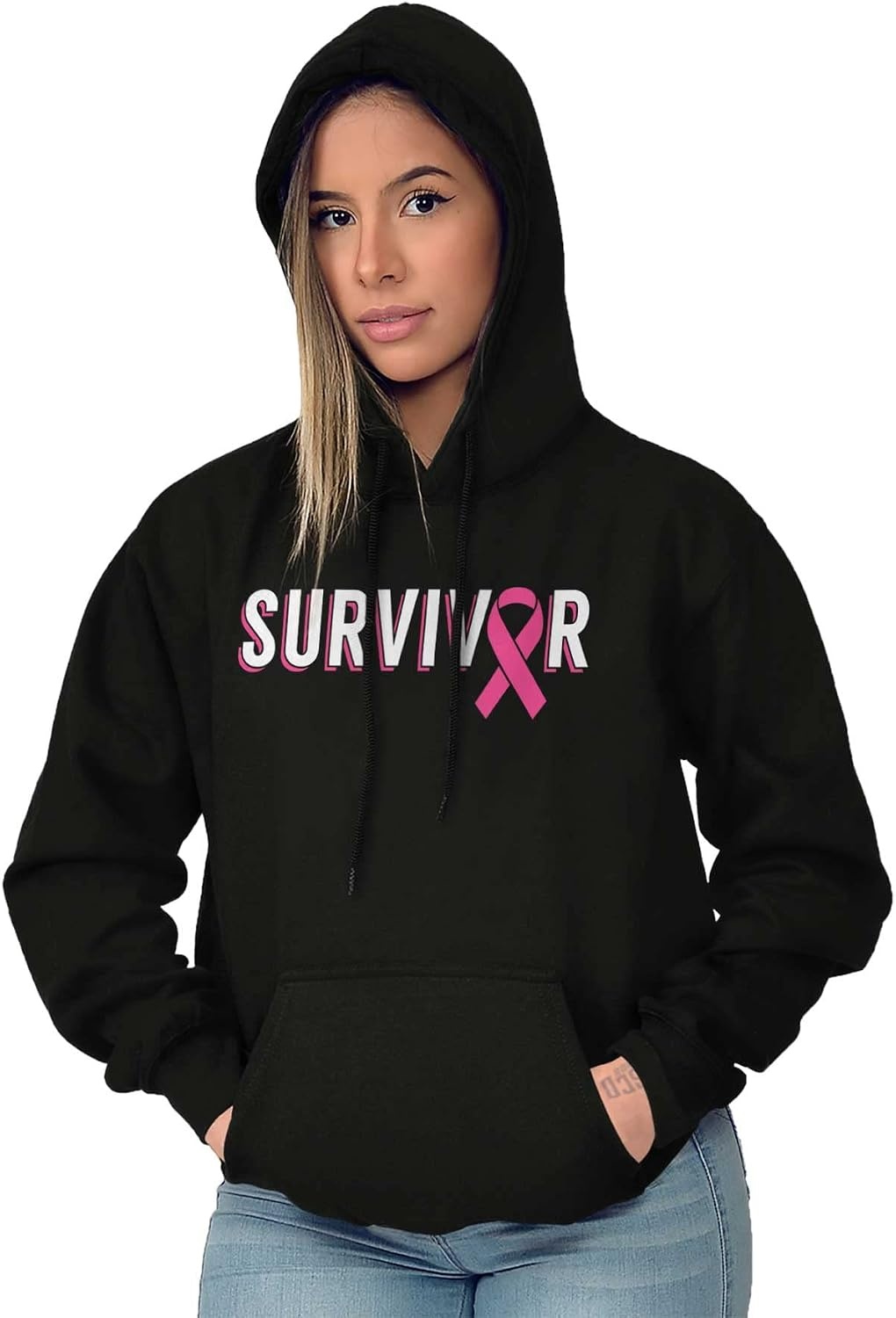 image:imageBreast Cancer Survivor Pink Ribbon Hoodie Sweatshirt WomenBlack