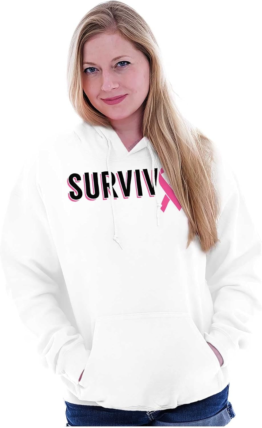 image:imageBreast Cancer Survivor Pink Ribbon Hoodie Sweatshirt WomenWhite