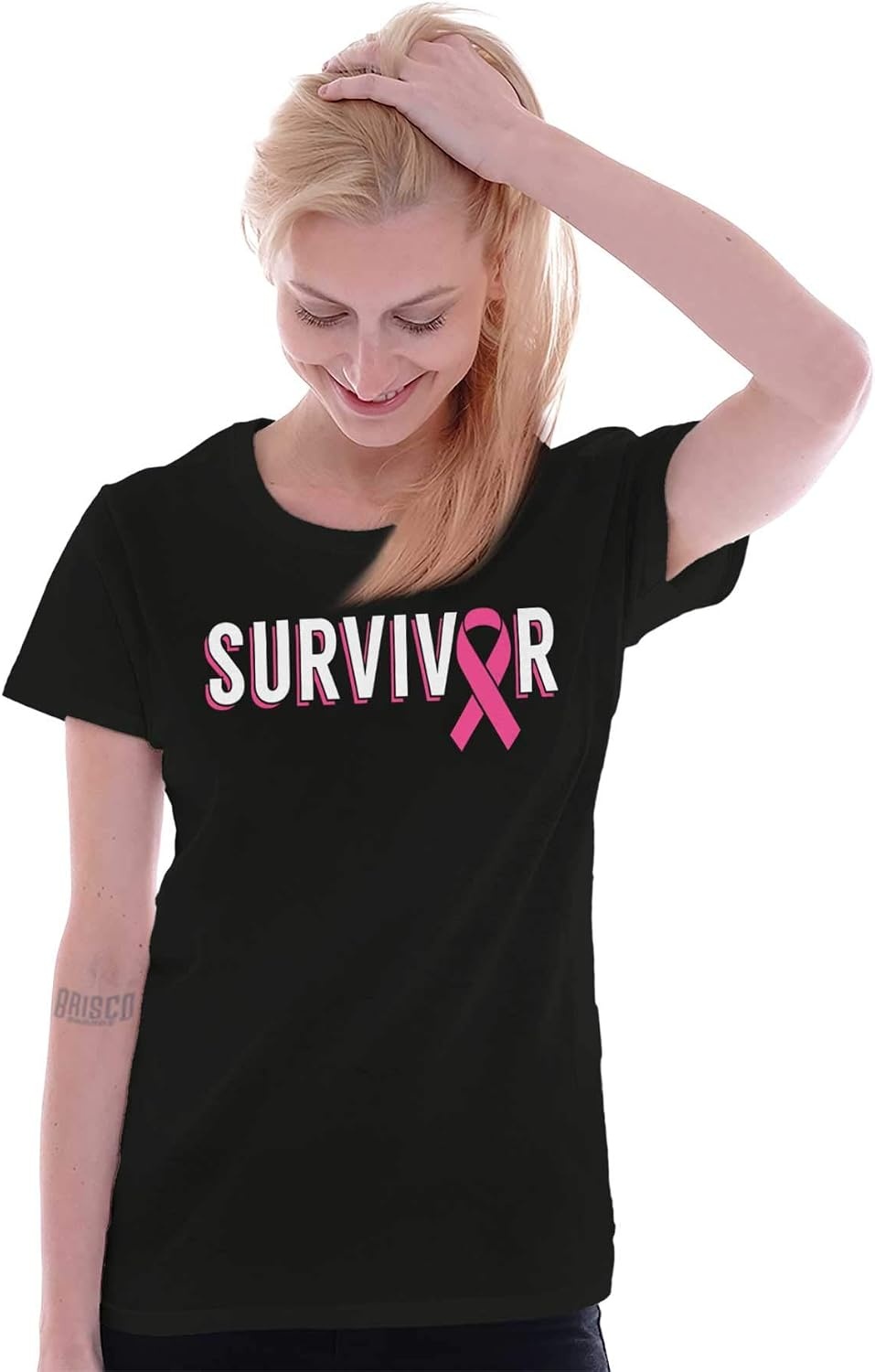 image:imageBreast Cancer Survivor Pink Ribbon Womens Slim Fit Graphic TeeBlack