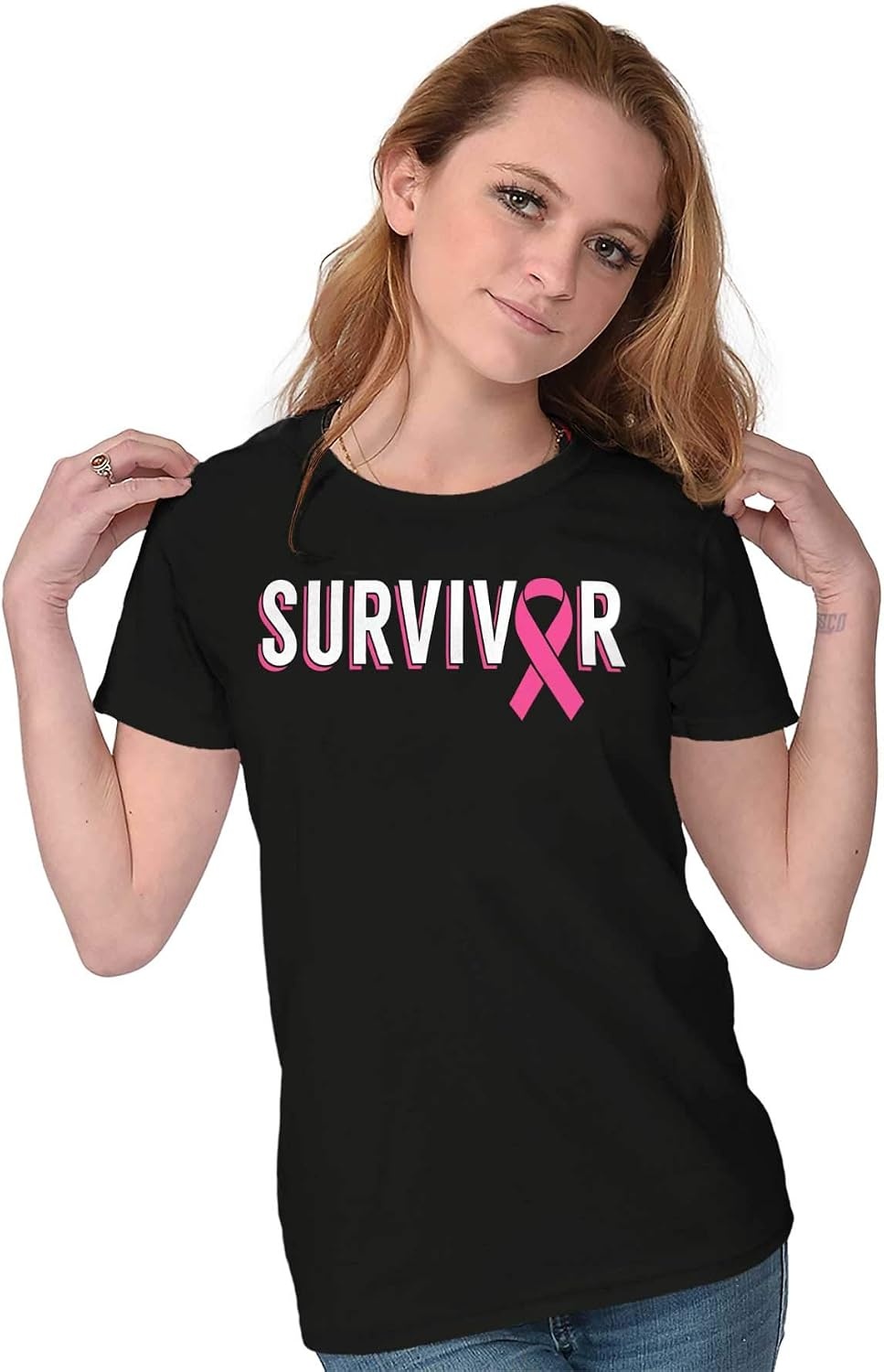 image:imageBreast Cancer Survivor Pink Ribbon Womens Slim Fit Graphic TeeBlack