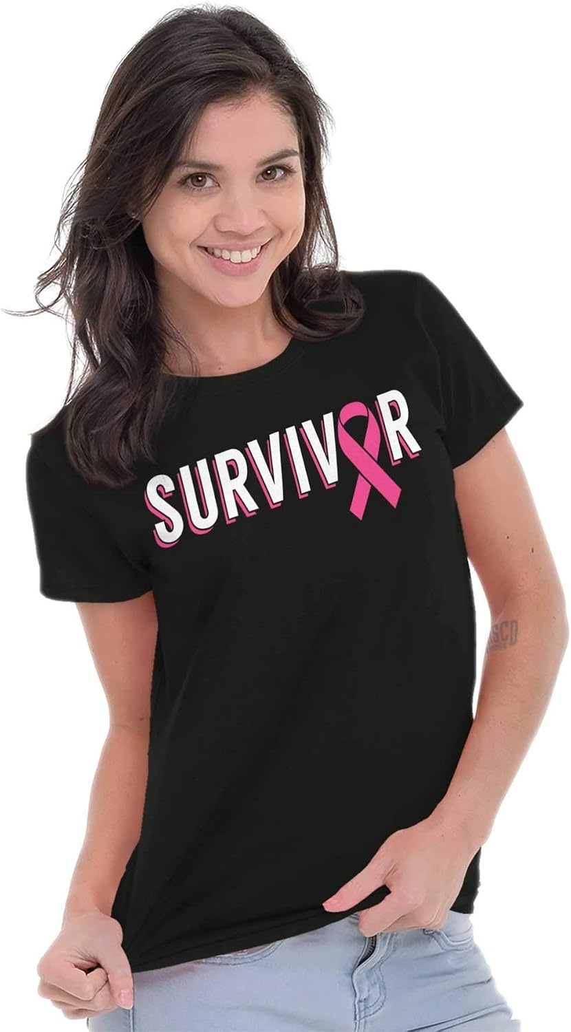 image:imageBreast Cancer Survivor Pink Ribbon Womens Slim Fit Graphic TeeBlack