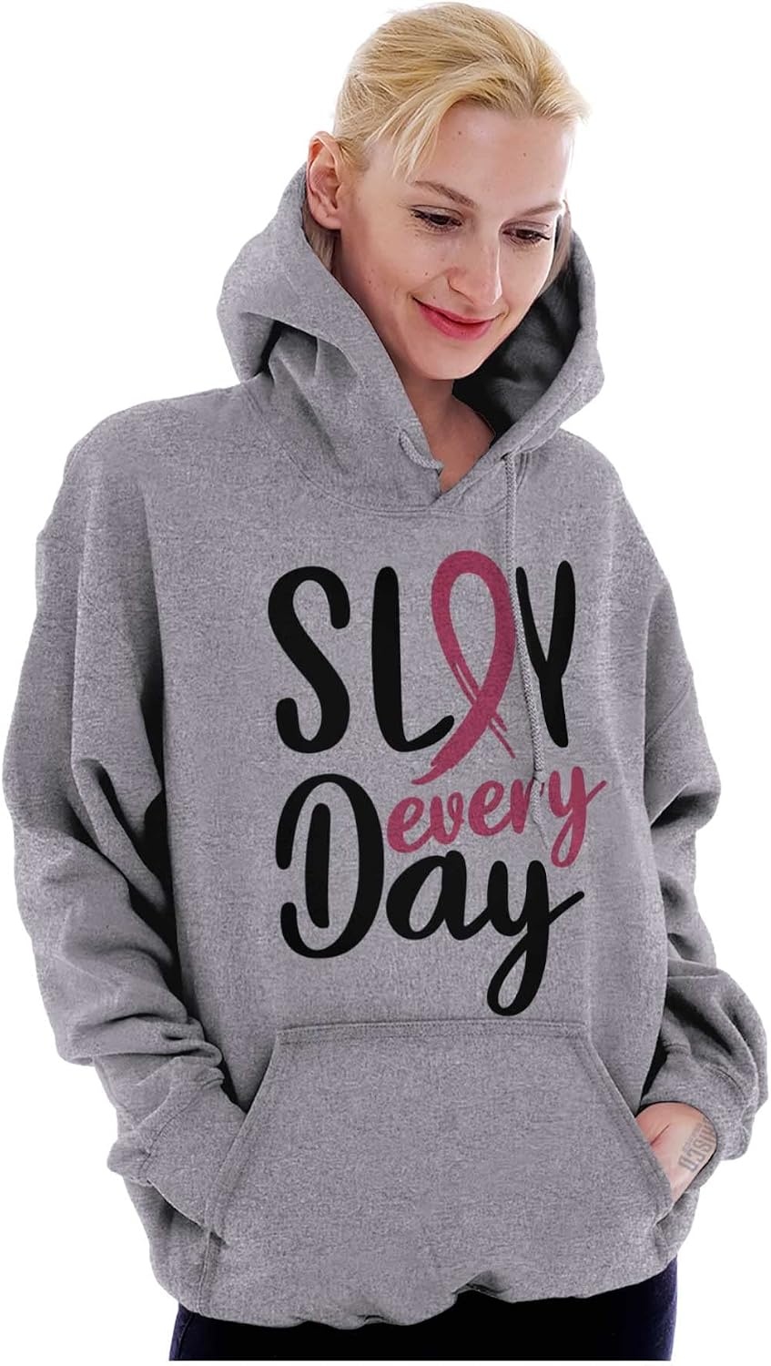 image:imageBreast Cancer Survivor Slay Every Day Hoodie Sweatshirt WomenSport Grey