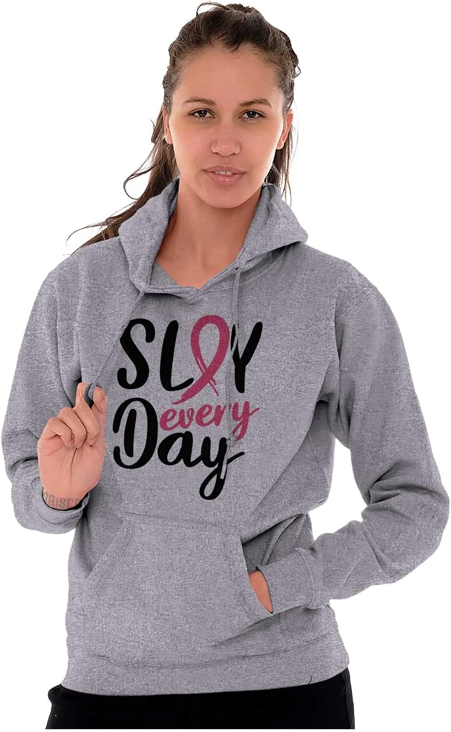 image:imageBreast Cancer Survivor Slay Every Day Hoodie Sweatshirt WomenSport Grey