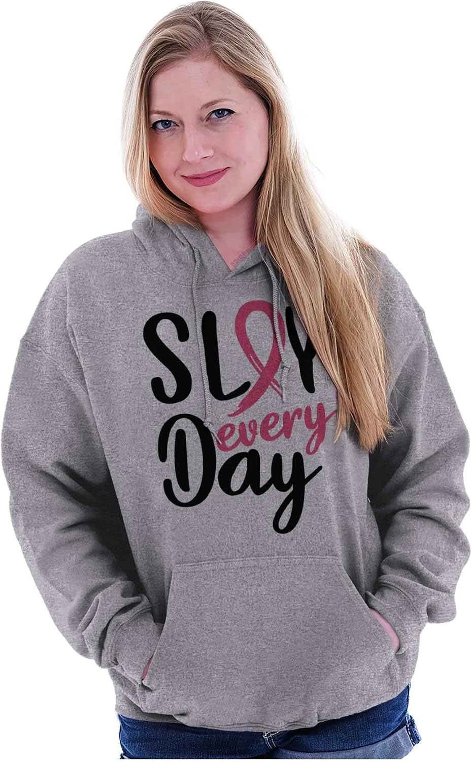 image:imageBreast Cancer Survivor Slay Every Day Hoodie Sweatshirt WomenSport Grey