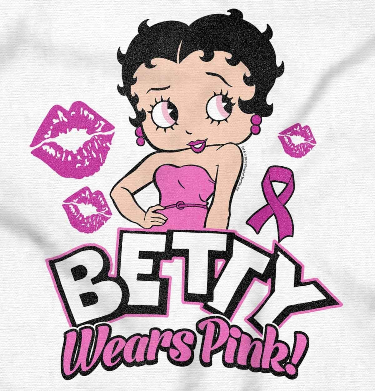 image:imageBrisco Brands Breast Cancer Betty Wears Pink Ribbon Womens Slim Fit Graphic TeeWhite