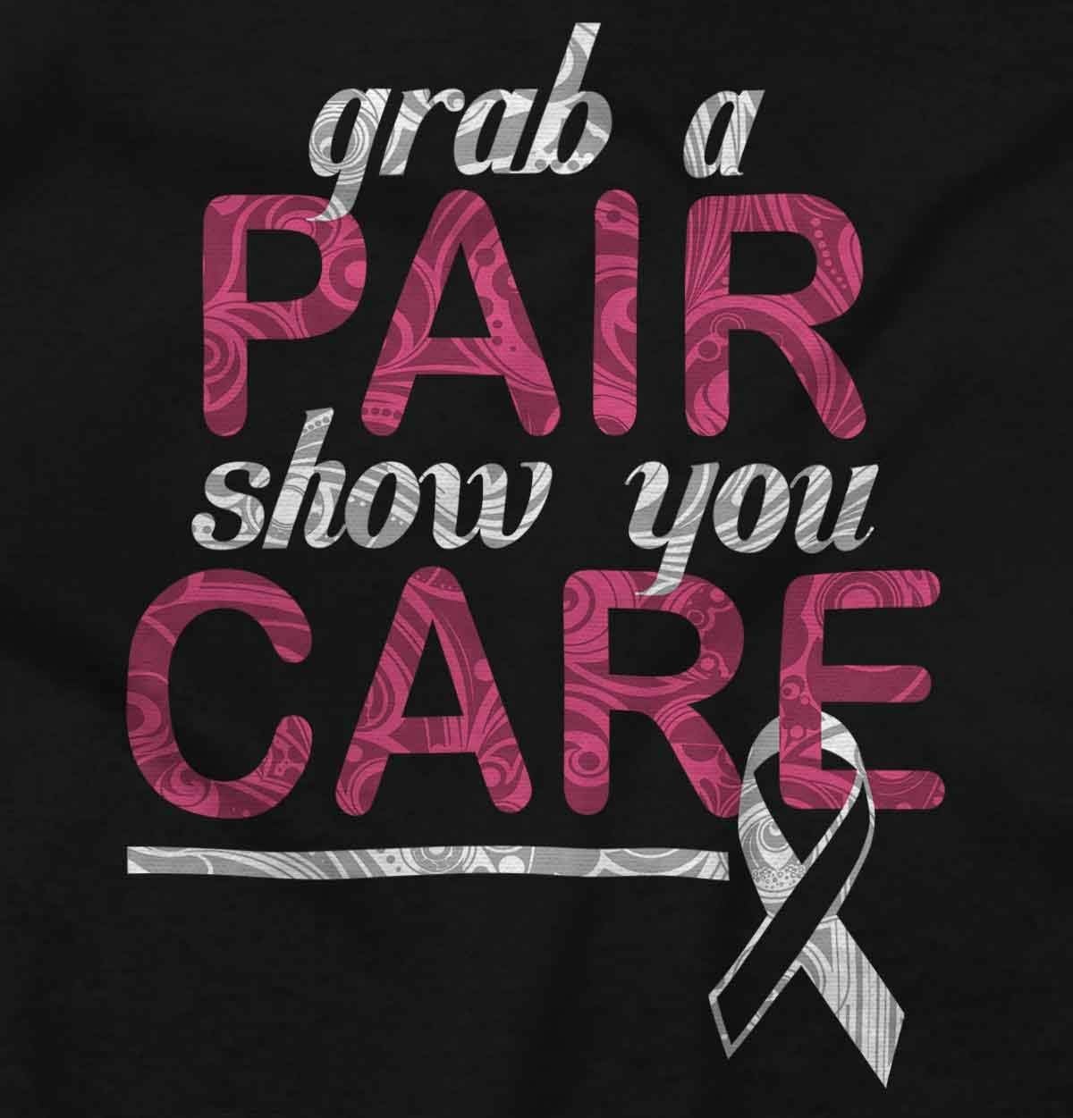 image:imageBrisco Brands Grab Pair Show You Care Pink Ribbon Womens Slim Fit Graphic TeeBlack