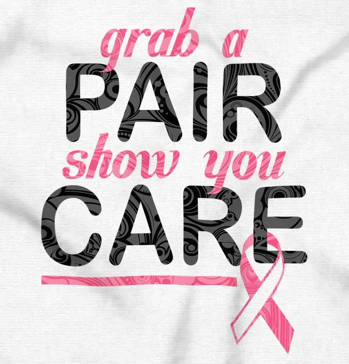 image:imageBrisco Brands Grab Pair Show You Care Pink Ribbon Womens Slim Fit Graphic TeeWhite