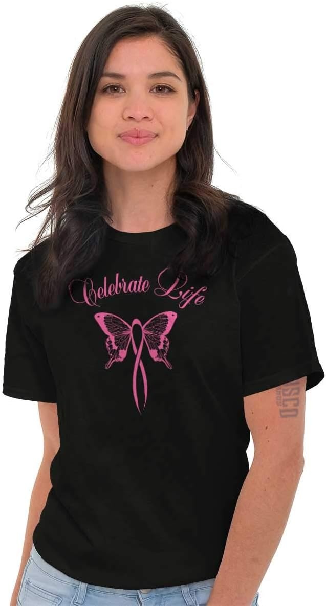 image:imageCelebrate Life Breast Cancer Support Womens Graphic T Shirt TeesBlack