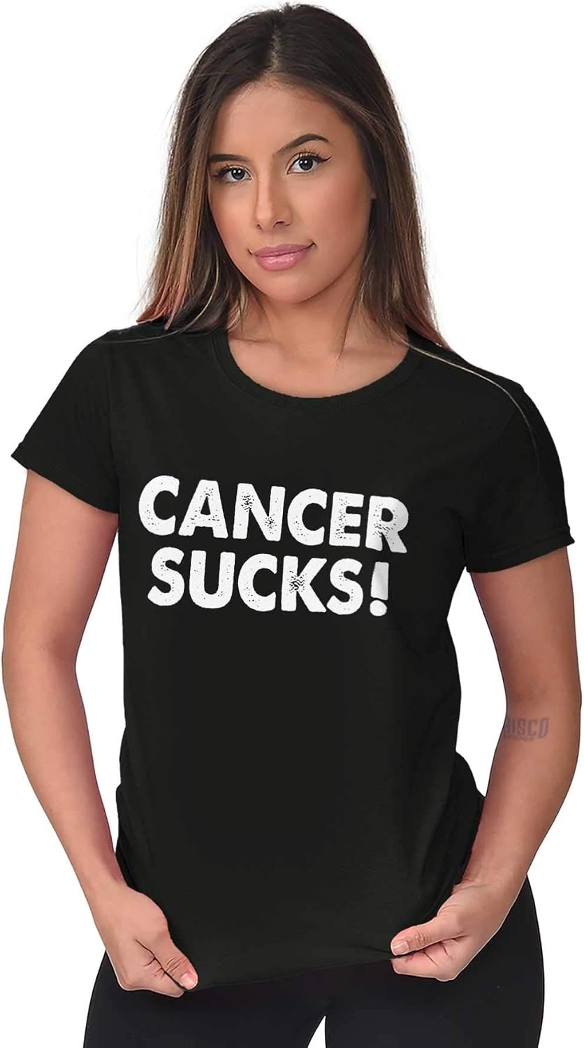 image:imageClassic Teaze Cancer Sucks Breast Awareness Womens Slim Fit Graphic TeeBlack