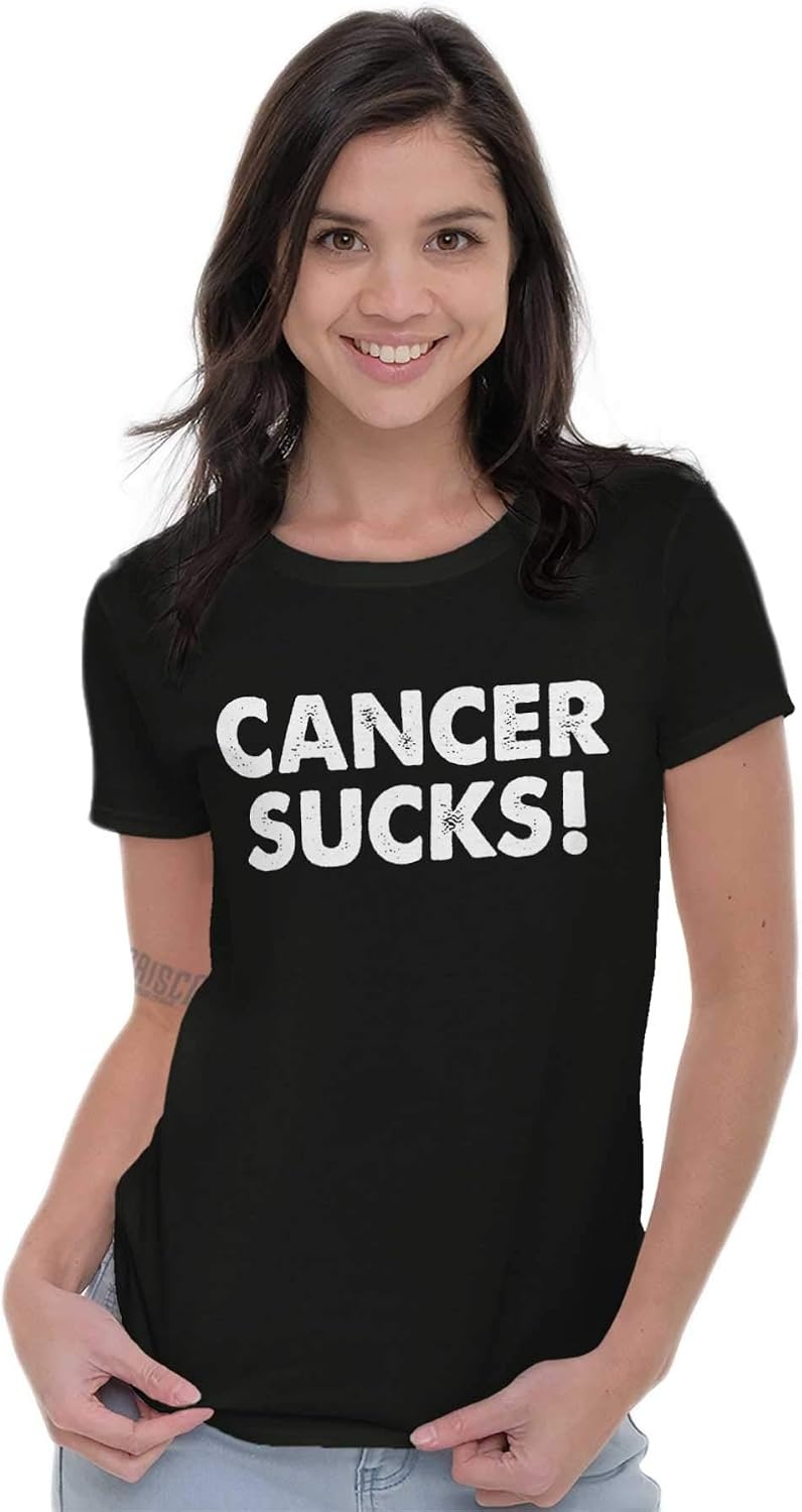 image:imageClassic Teaze Cancer Sucks Breast Awareness Womens Slim Fit Graphic TeeBlack
