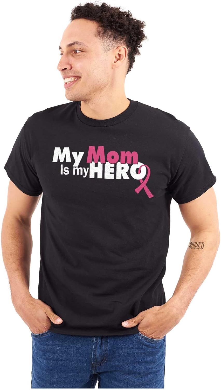 image:imageClassic Teaze My Mom My Hero Breast Cancer Ribbon Womens Graphic T Shirt TeesBlack