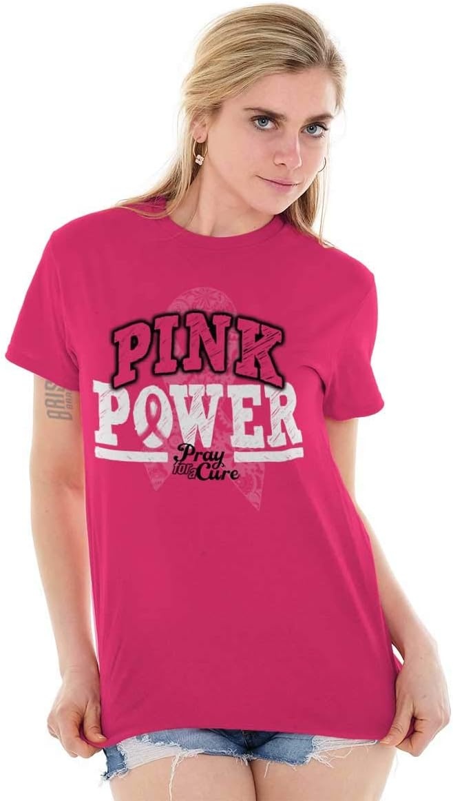 image:imageClassic Teaze Pink Power Breast Cancer Awareness Womens Graphic T Shirt Tees