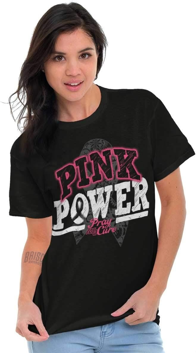 image:imageClassic Teaze Pink Power Breast Cancer Awareness Womens Graphic T Shirt TeesBlack