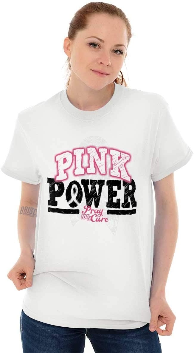 image:imageClassic Teaze Pink Power Breast Cancer Awareness Womens Graphic T Shirt TeesWhite