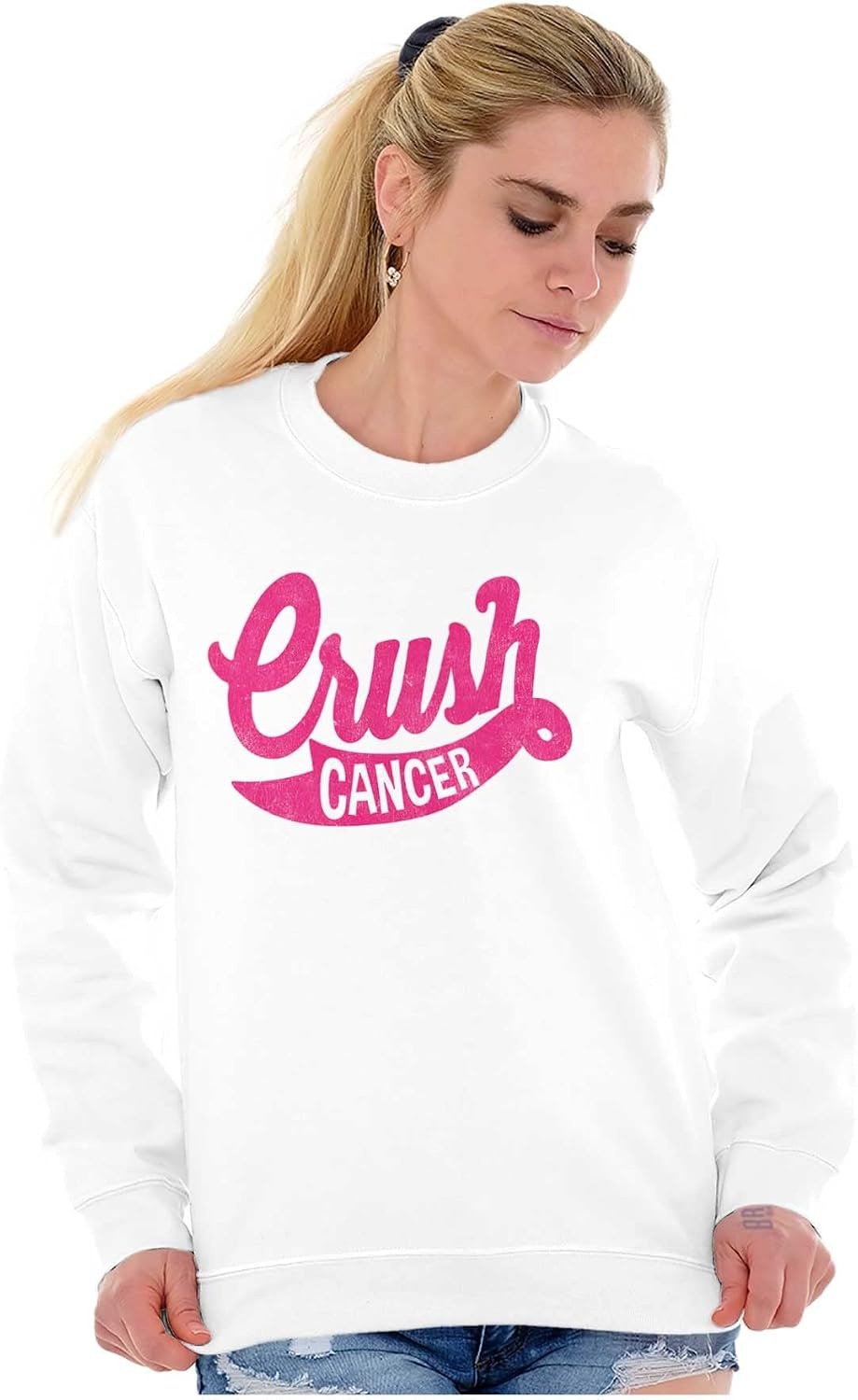 image:imageCool Crush Breast Cancer Awareness Women Crewneck SweatshirtWhite