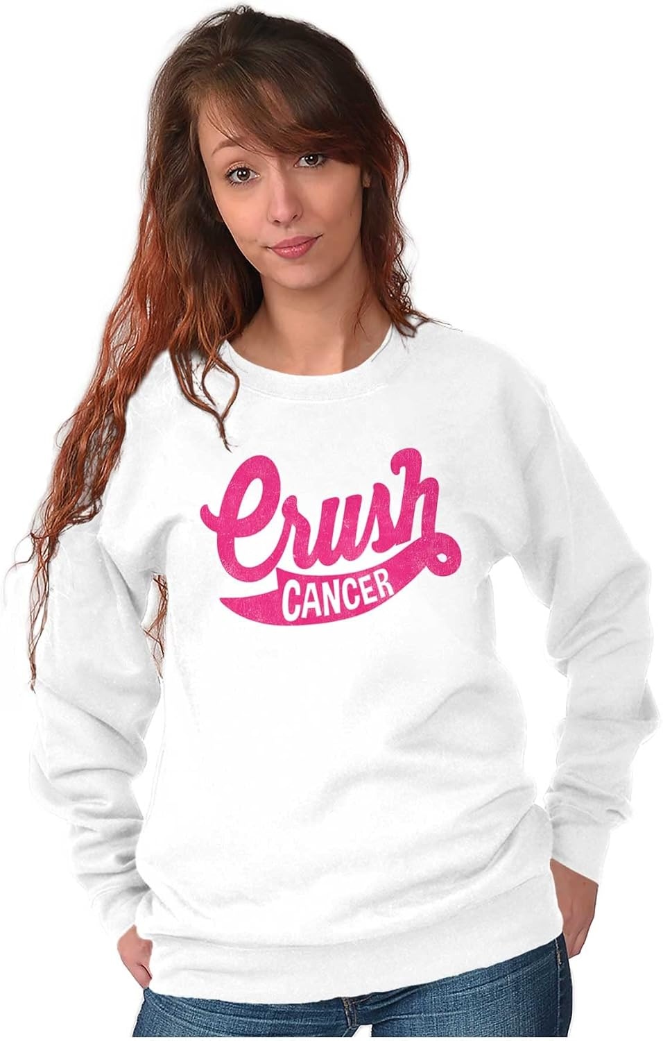image:imageCool Crush Breast Cancer Awareness Women Crewneck SweatshirtWhite