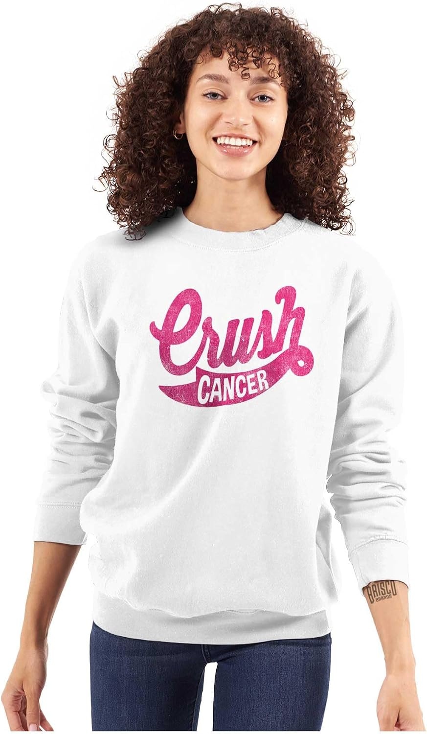 image:imageCool Crush Breast Cancer Awareness Women Crewneck SweatshirtWhite