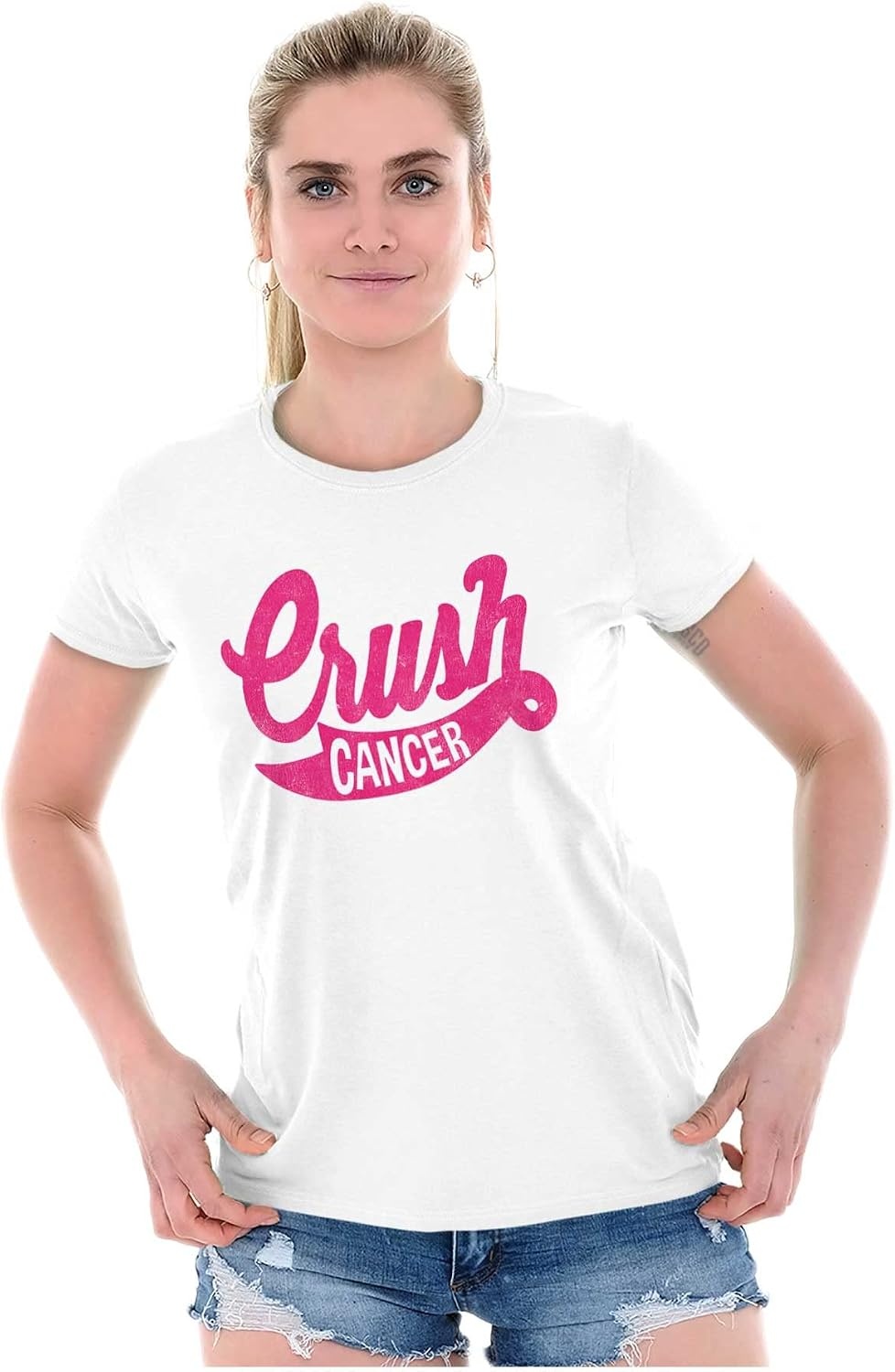image:imageCool Crush Breast Cancer Awareness Womens Slim Fit Graphic TeeWhite