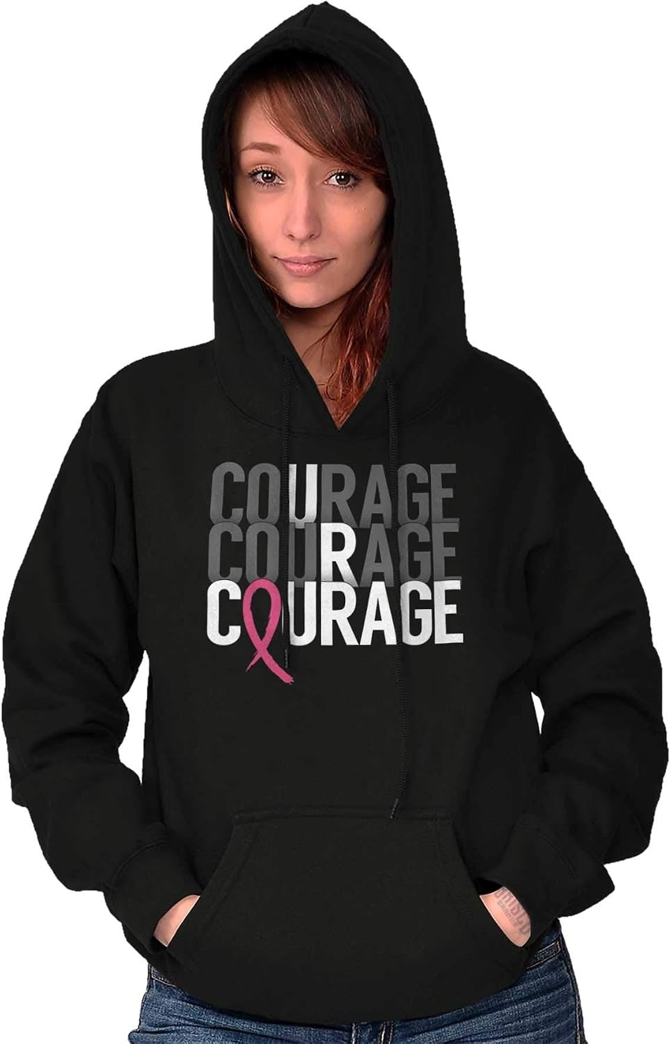 image:imageCourage Breast Cancer Awareness Hoodie Sweatshirt WomenBlack