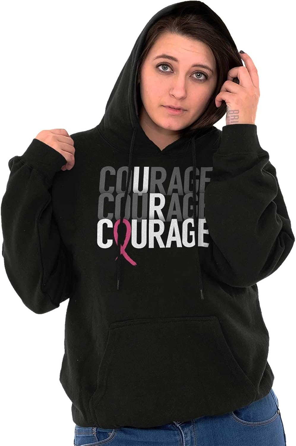 image:imageCourage Breast Cancer Awareness Hoodie Sweatshirt WomenBlack