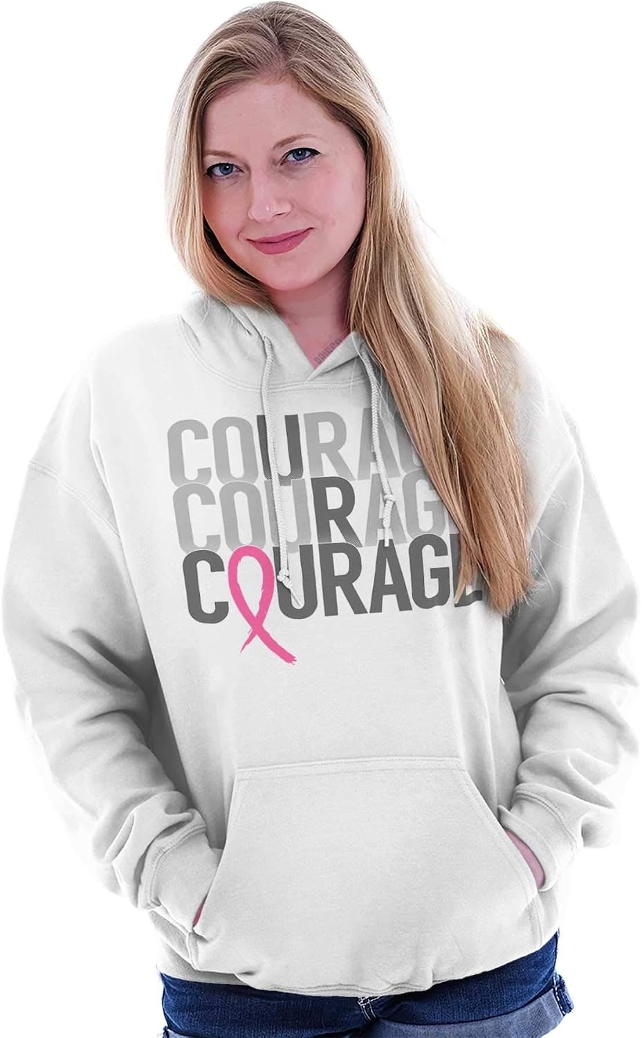 image:imageCourage Breast Cancer Awareness Hoodie Sweatshirt WomenWhite
