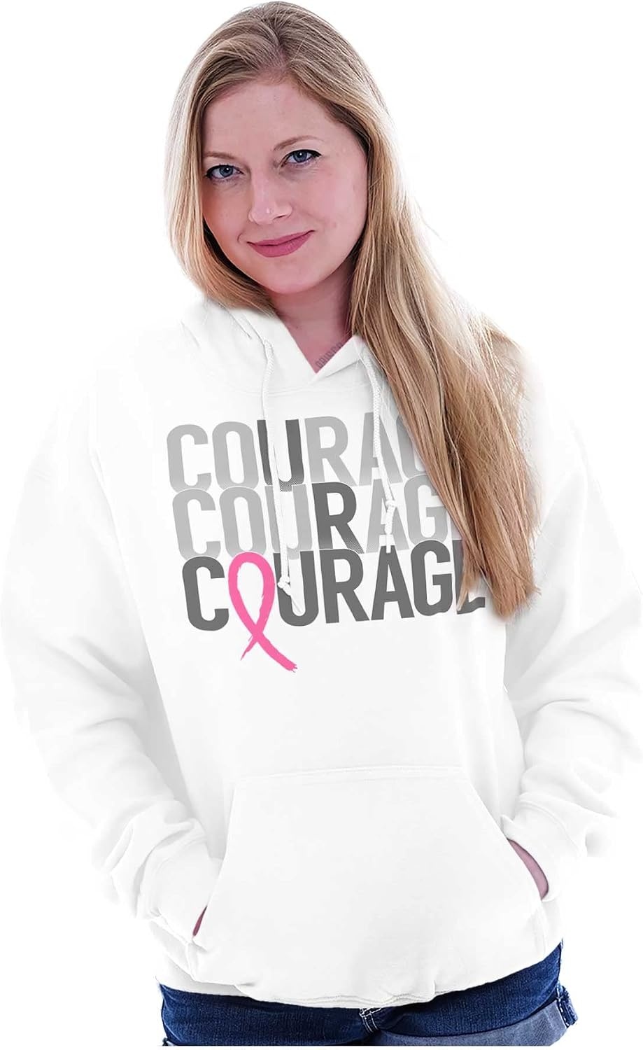 image:imageCourage Breast Cancer Awareness Hoodie Sweatshirt WomenWhite
