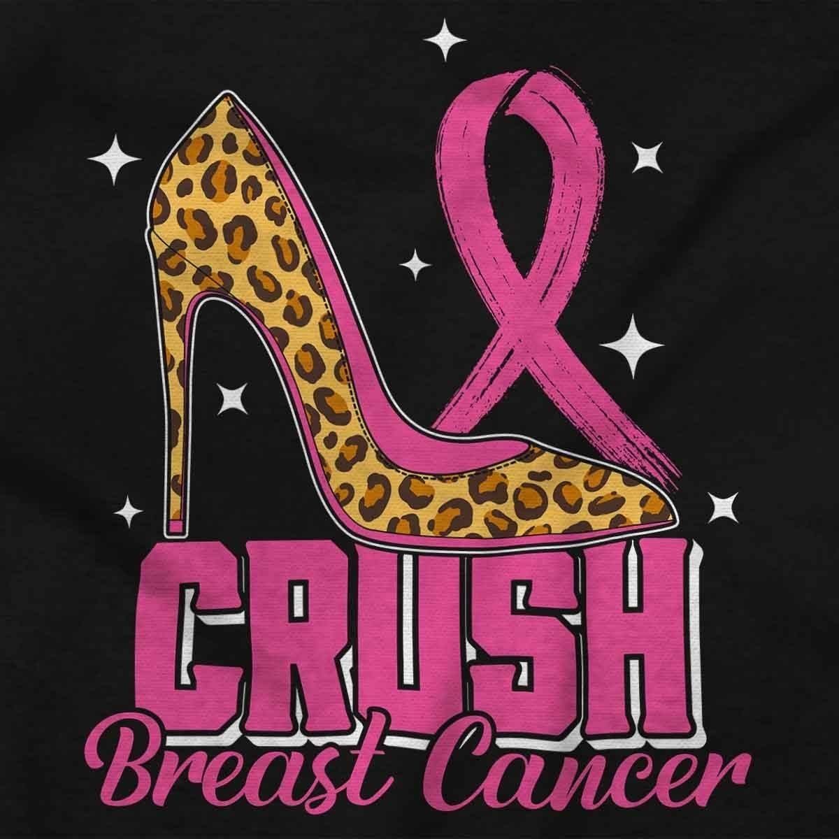 image:imageCrush Breast Cancer Cheetah Stiletto Womens Graphic T Shirt TeesBlack