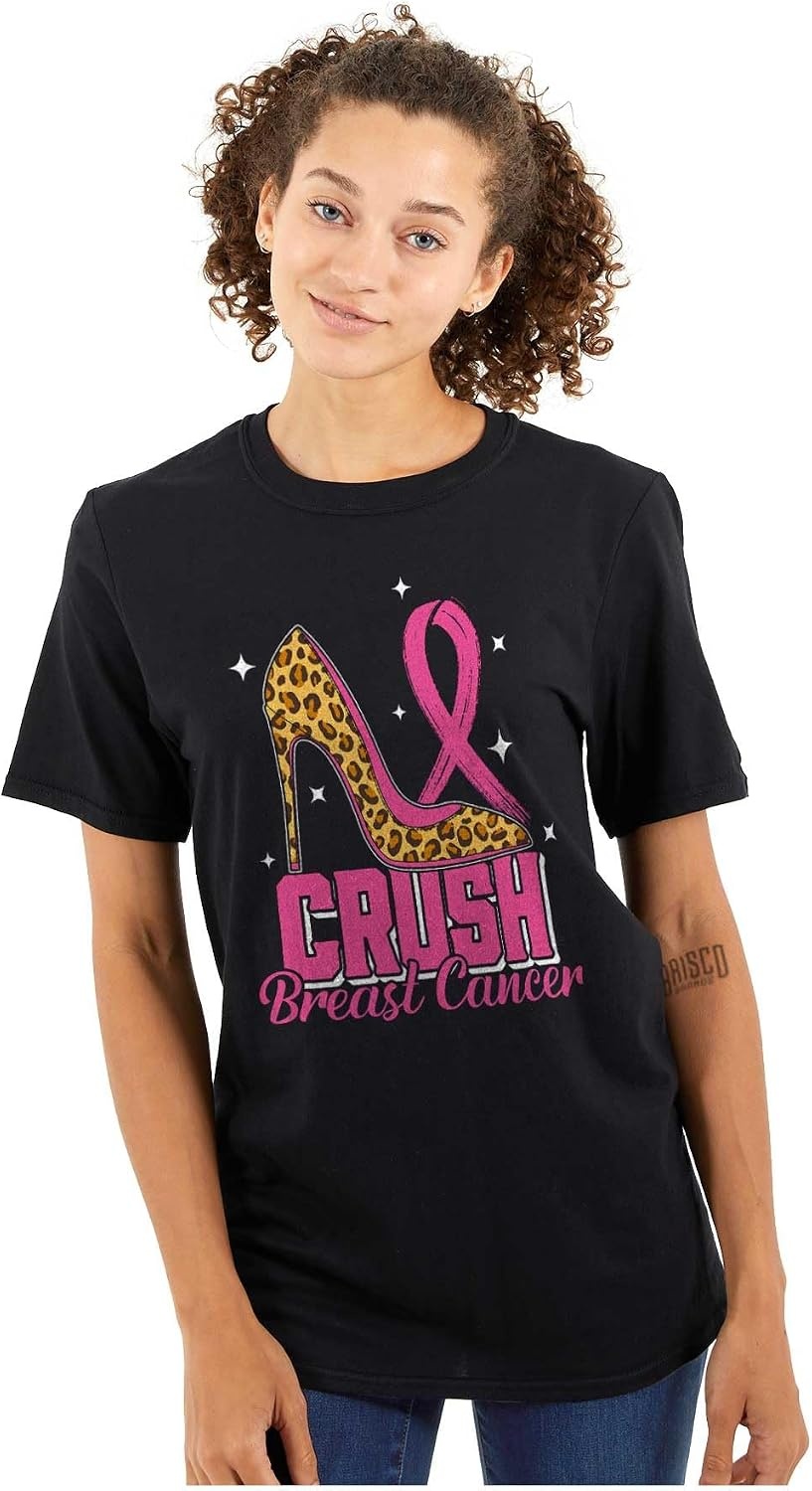 image:imageCrush Breast Cancer Cheetah Stiletto Womens Graphic T Shirt TeesBlack