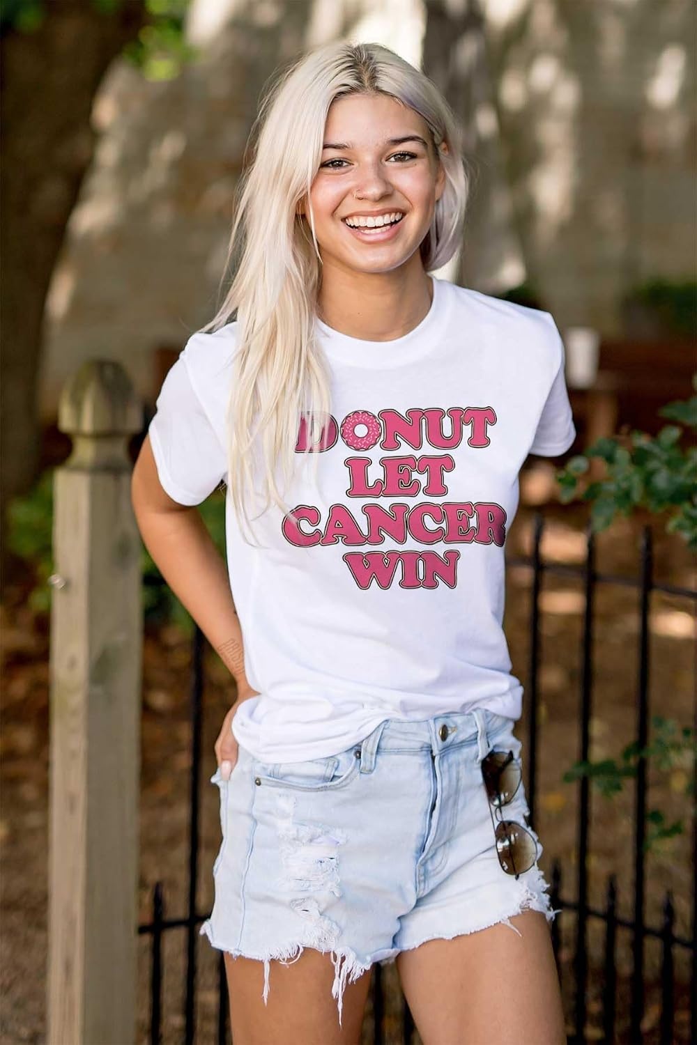 image:imageDonut Let Breast Cancer Win Womens Graphic T Shirt TeesWhite
