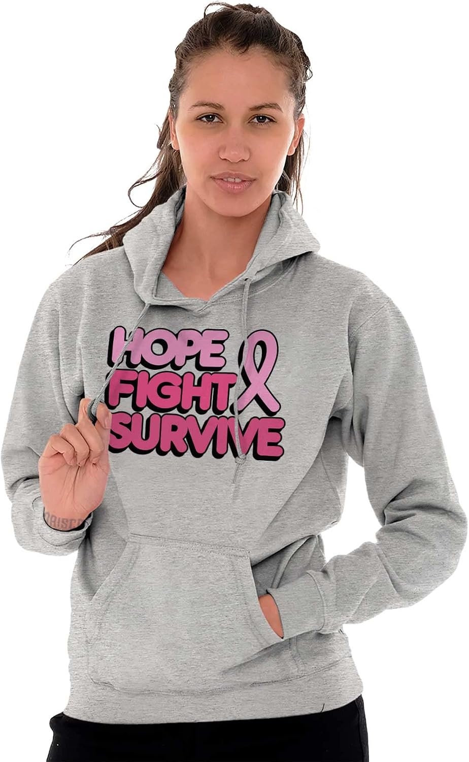 image:imageHope Fight Survive Breast Cancer Hoodie Sweatshirt WomenSport Grey